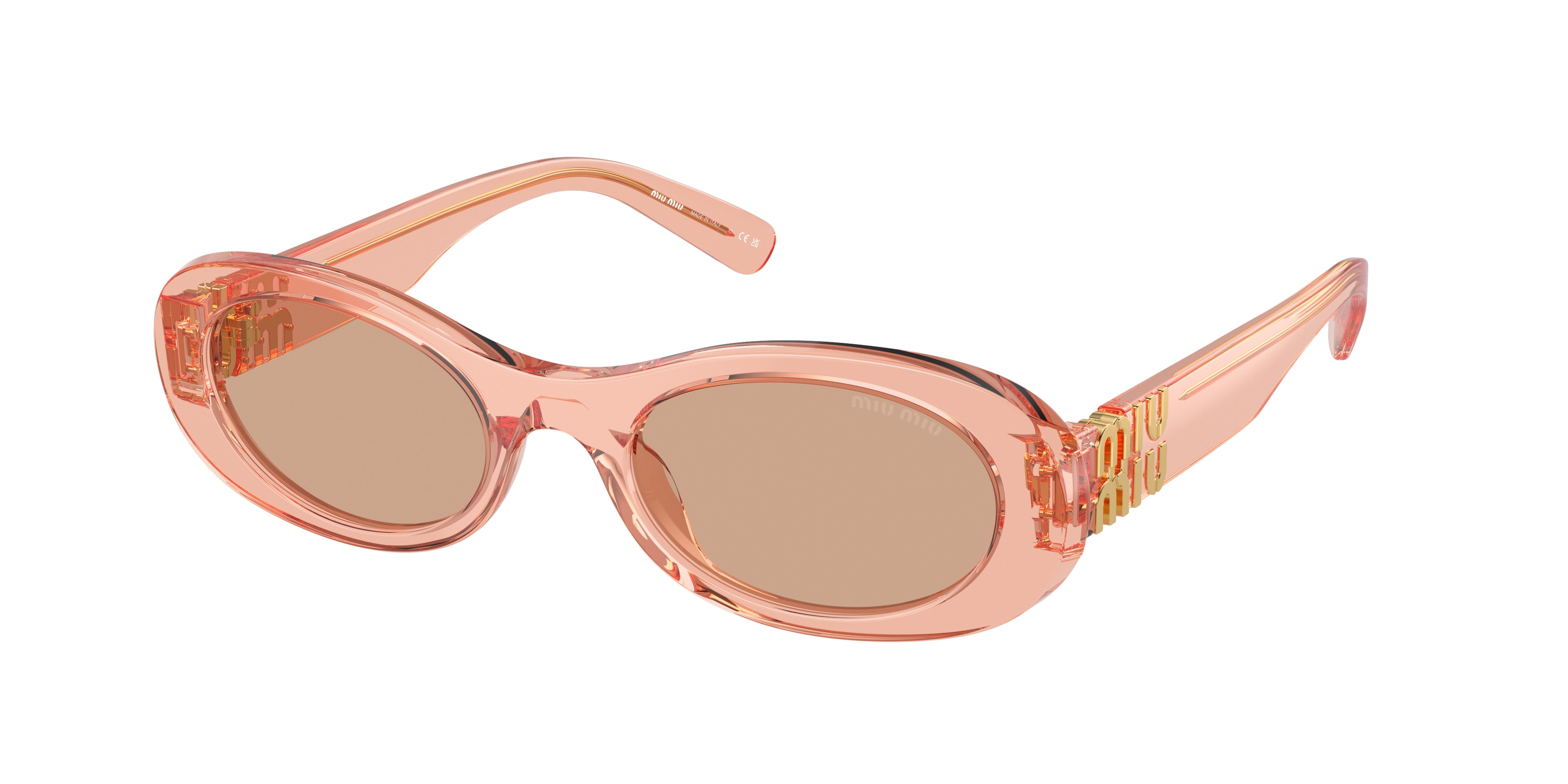Miu Miu Woman MU 06ZS  13T1P1 Sunglasses Acetate Pink Brown Round Normal-image